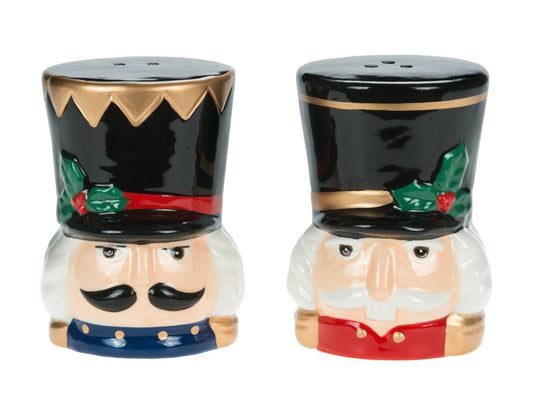 S/2 Nutcracker Toy Soldier Head Salt & Pepper