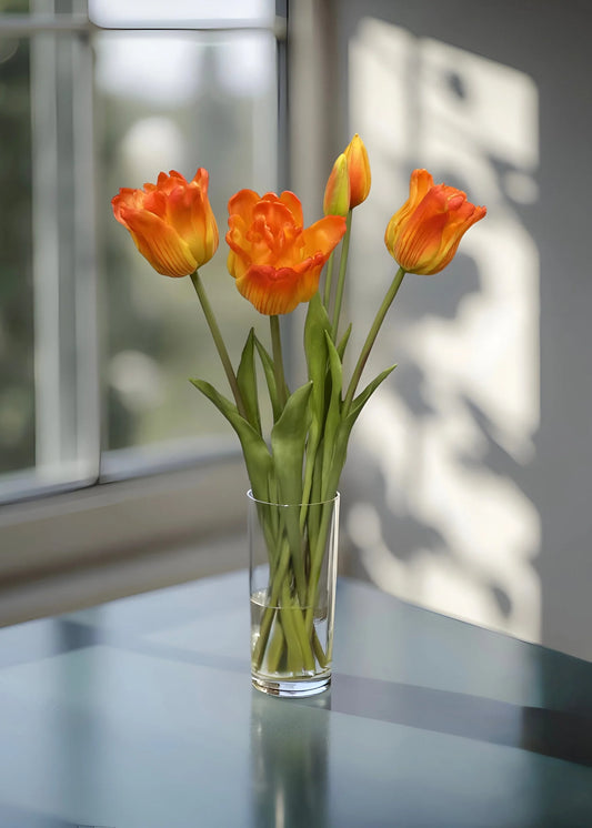 18" FRESH TOUCH RUFFLED ORANGE PARROT TULIP BUNDLE