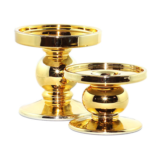 Estelle Pillar Candle Holders | Gold Set of 2