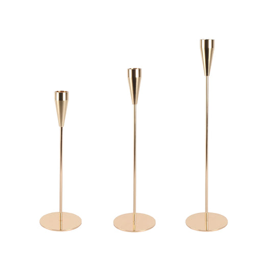 Mirrored Taper Candle Holder Set Of 3 Gold