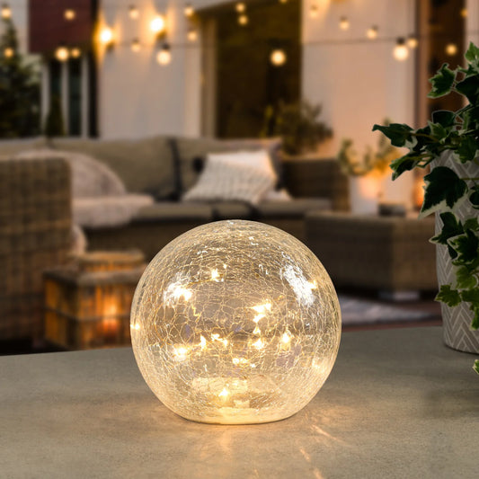 LED Sphere 6" Crackle Glass Decor Light