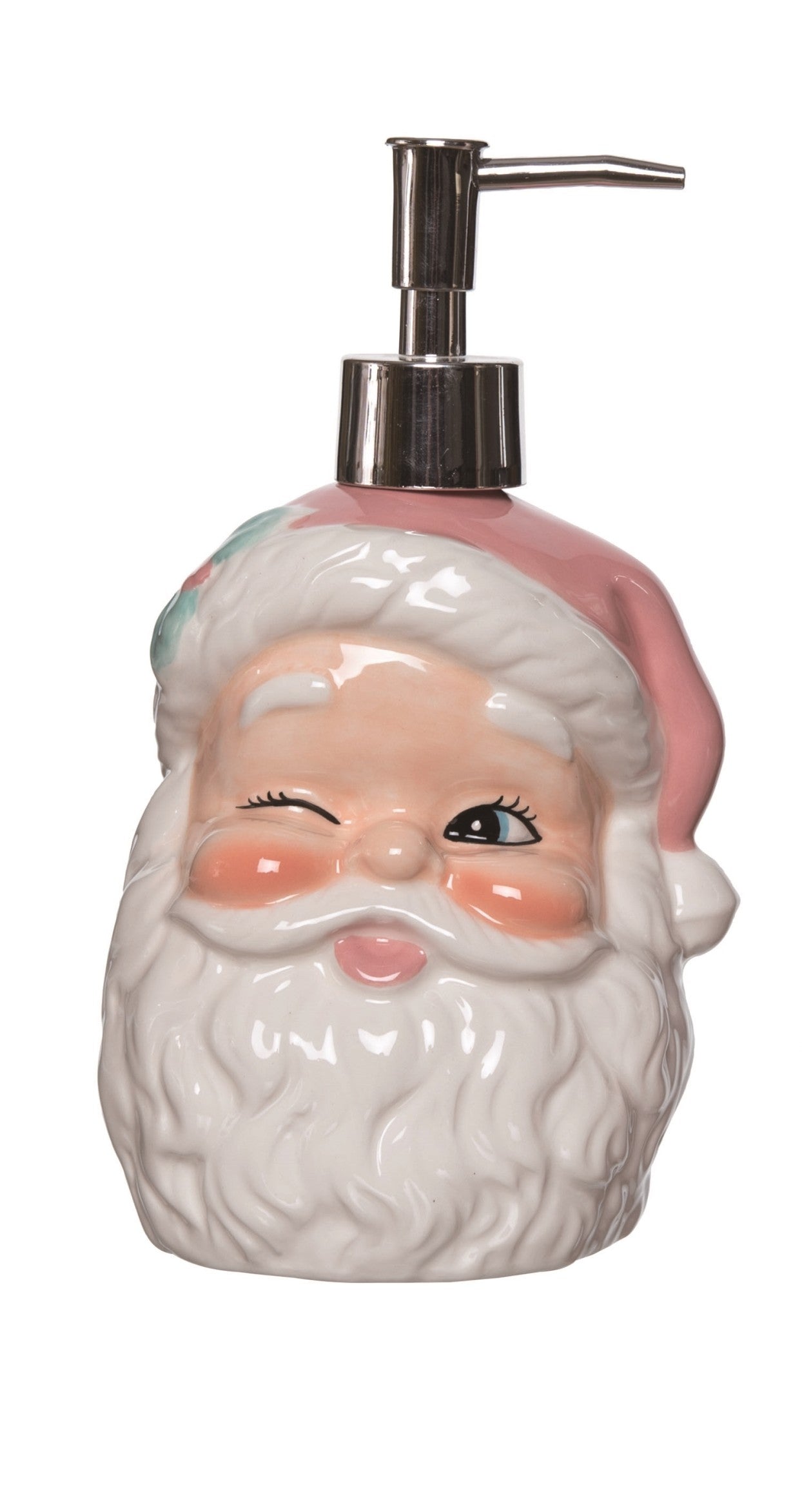 Pink Retro Santa Holiday Soap Dispenser