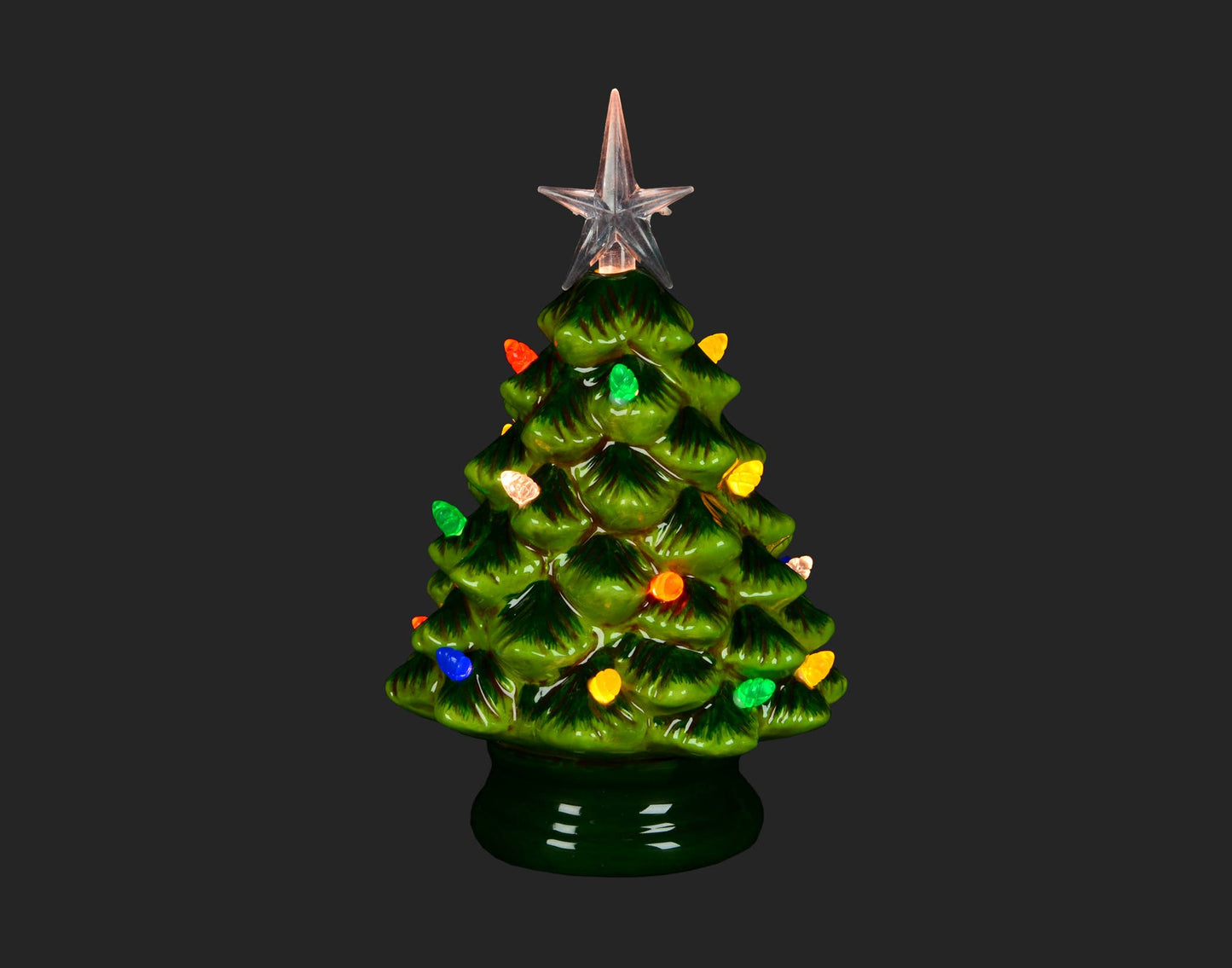 7" Green Ceramic Christmas Tree wlth Colour LED Lights