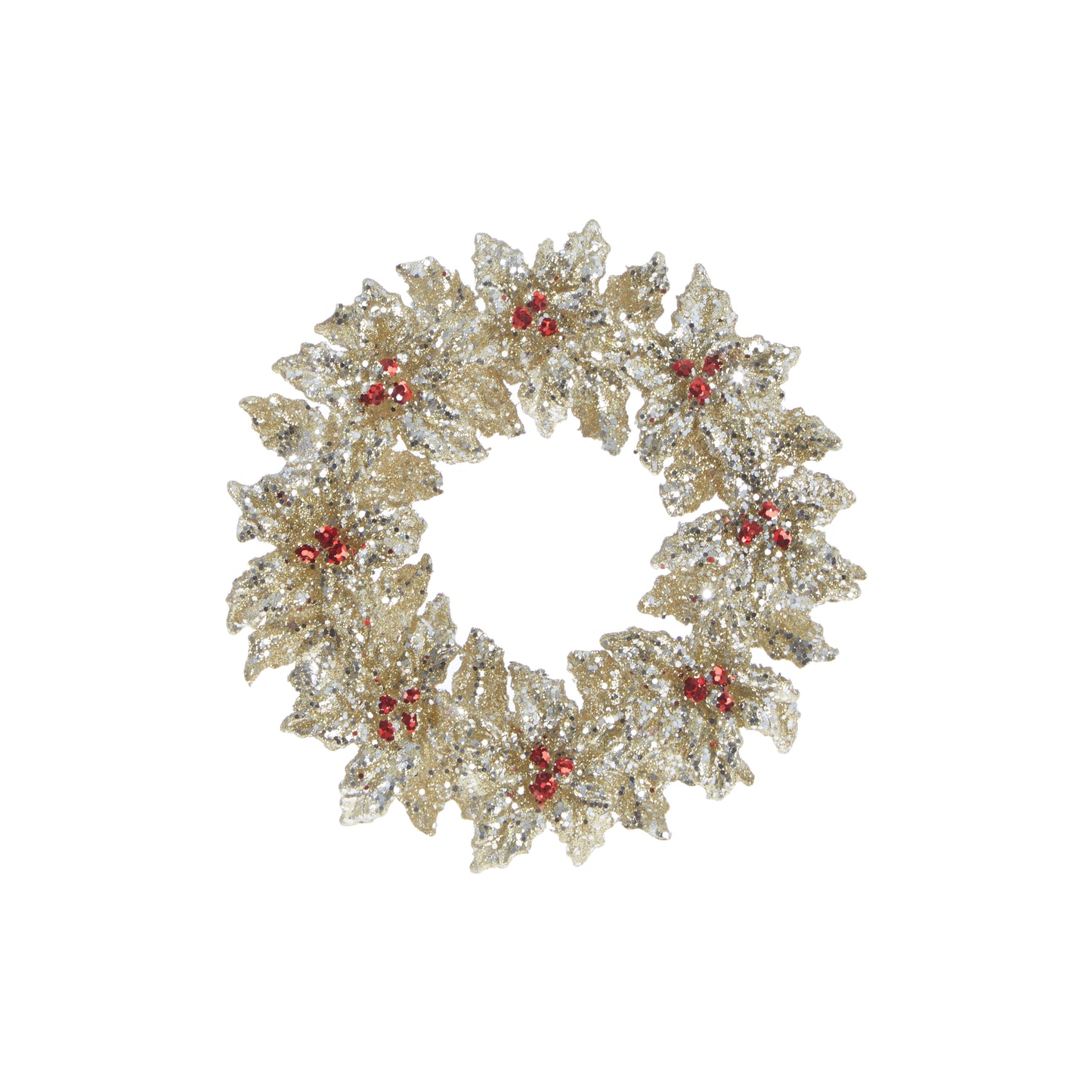 5.25" Glittered Holly Wreath Ornament