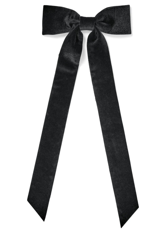 BOW W/CLIP POLYVELVET BLACK 6X15