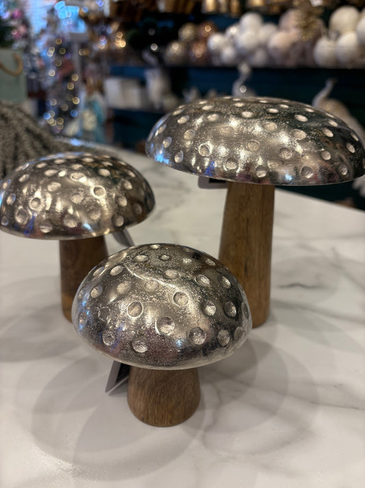 Set of 3 Metal Top Mushrooms.