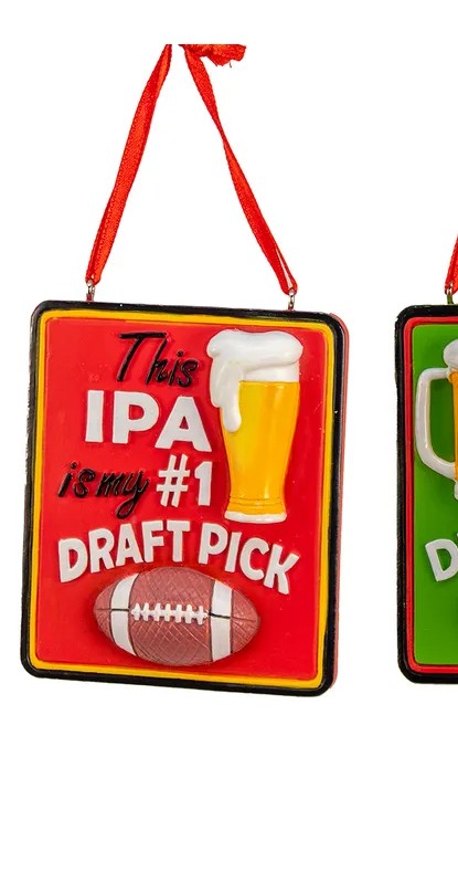 IPA & Draft Beer Ornaments, 2 Assorted