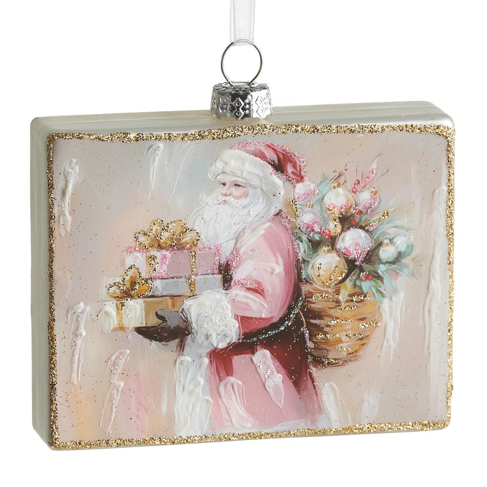 4" Twilight Tidings Santa Rectangle Ornament