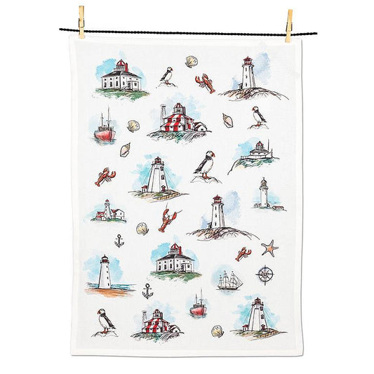 Lighthouse & Coastal Icons Kitchen Towel