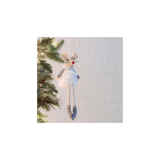 Mila Mantel Mice Ornament White