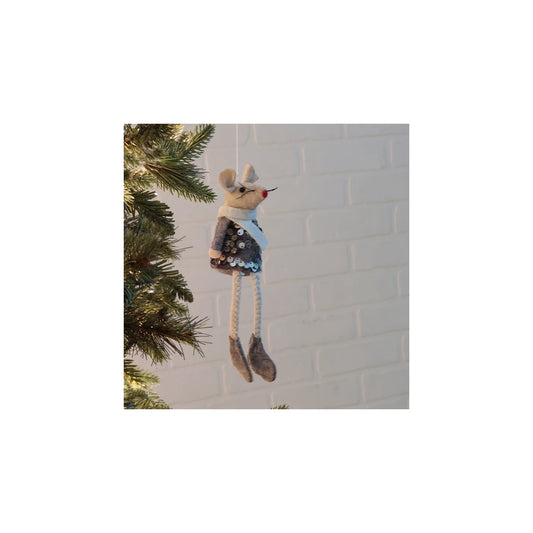 Mabel Mantel Mice Ornament Grey