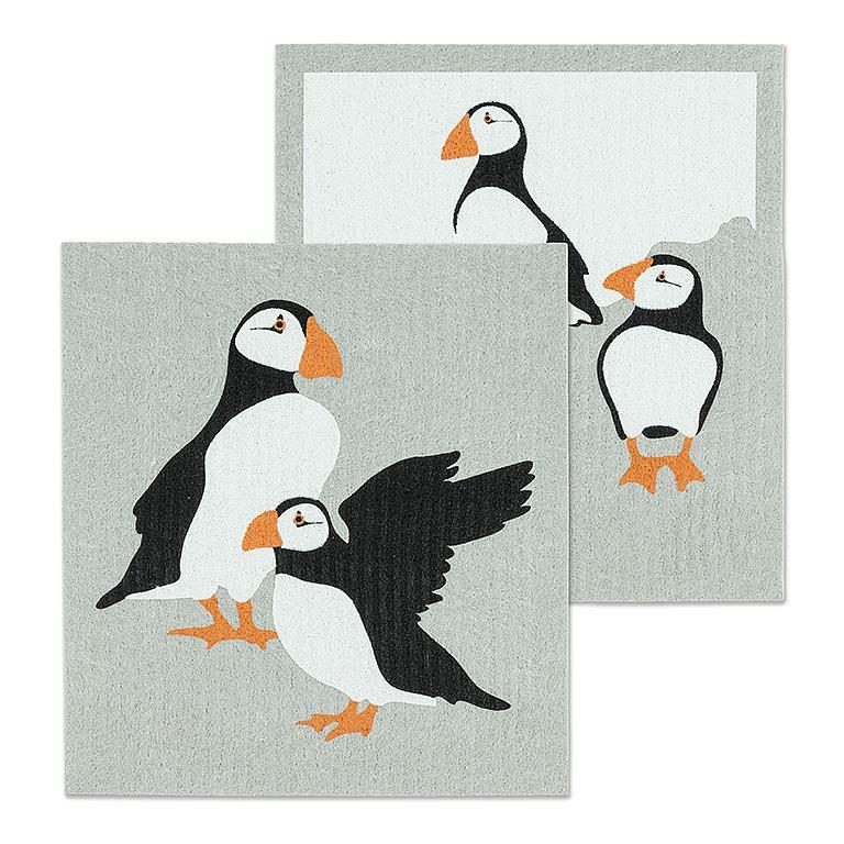 Puffins Dishcloths. Set of 2