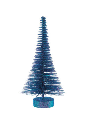 Royal Blue Glittered Pine Needle Decorative Tree 12"