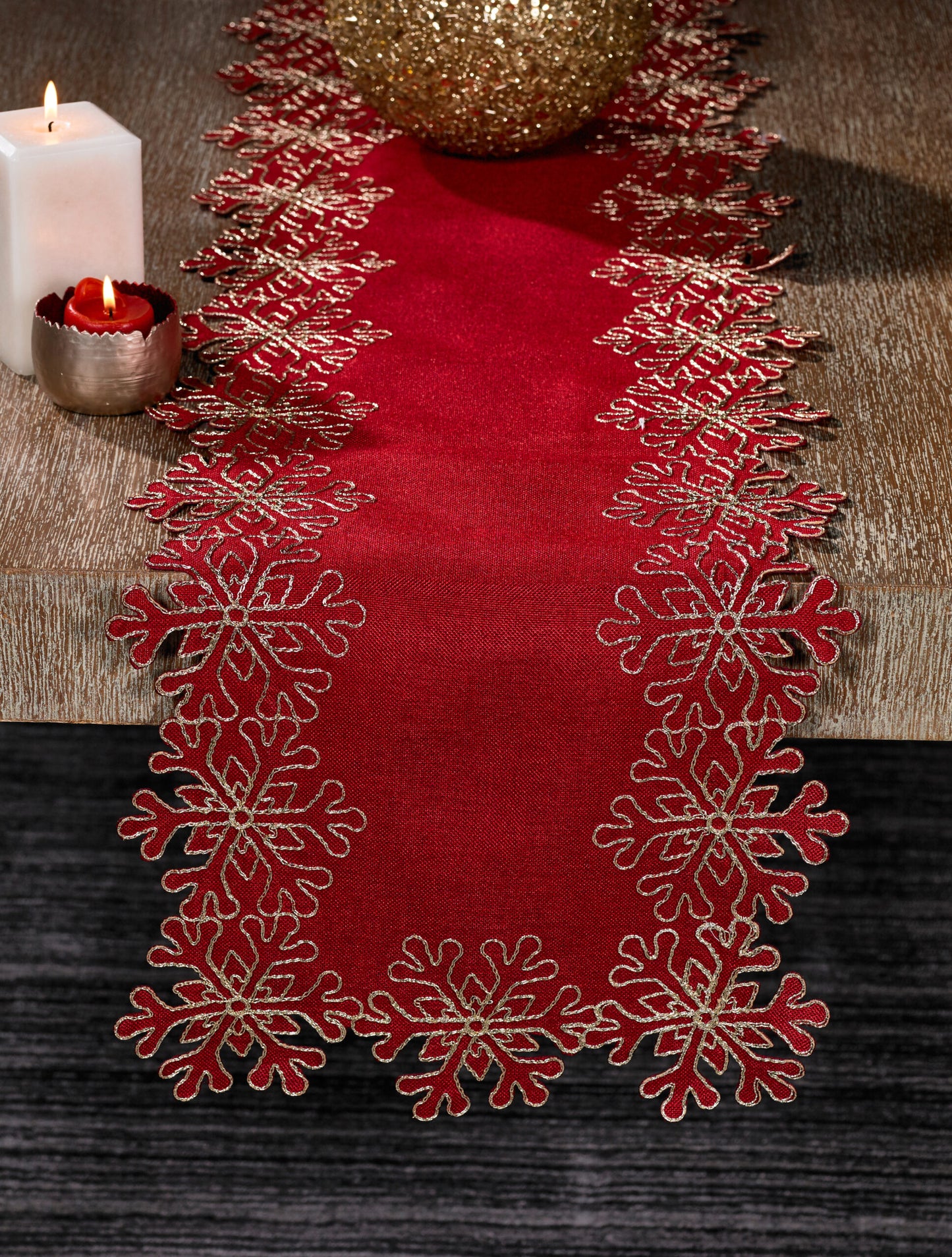 Gold Snowflake Table Runner