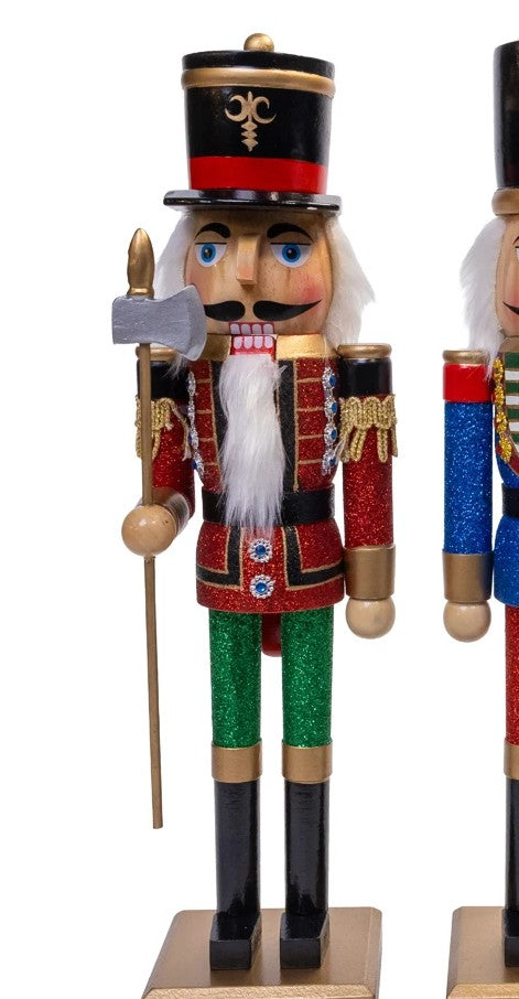 15" Red, Green & Blue Nutcrackers, 3 Assorted