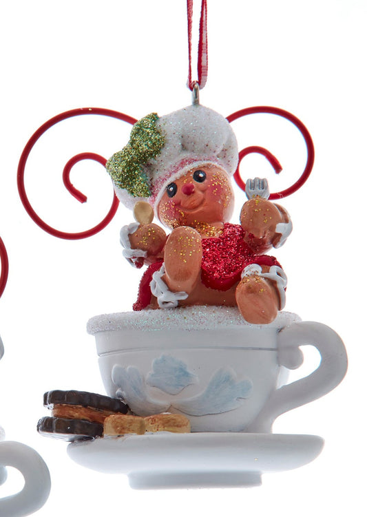 Gingerbread Boy & Girl On Cup Ornaments, 2 Assorted