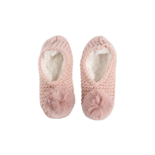 Chunky Knit Lounge Slipper Soft Pink