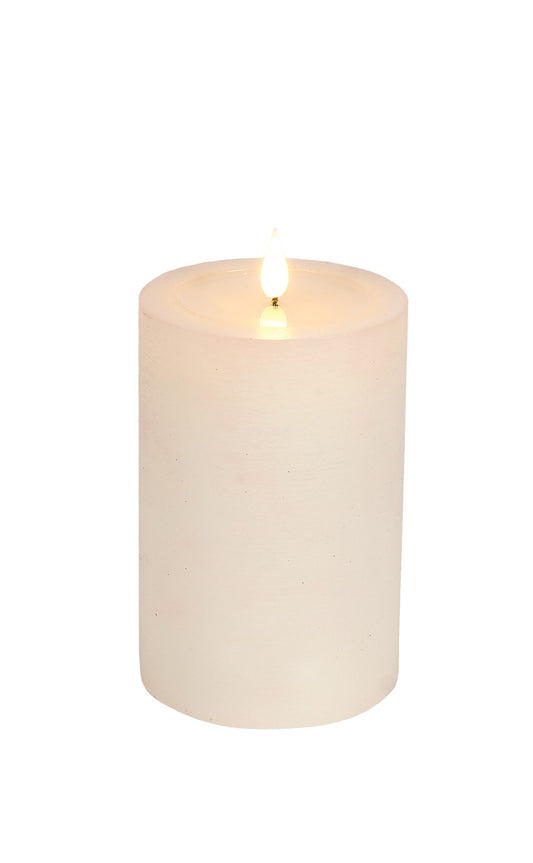 WHITE PILLAR LED CANDLE 4X6"
