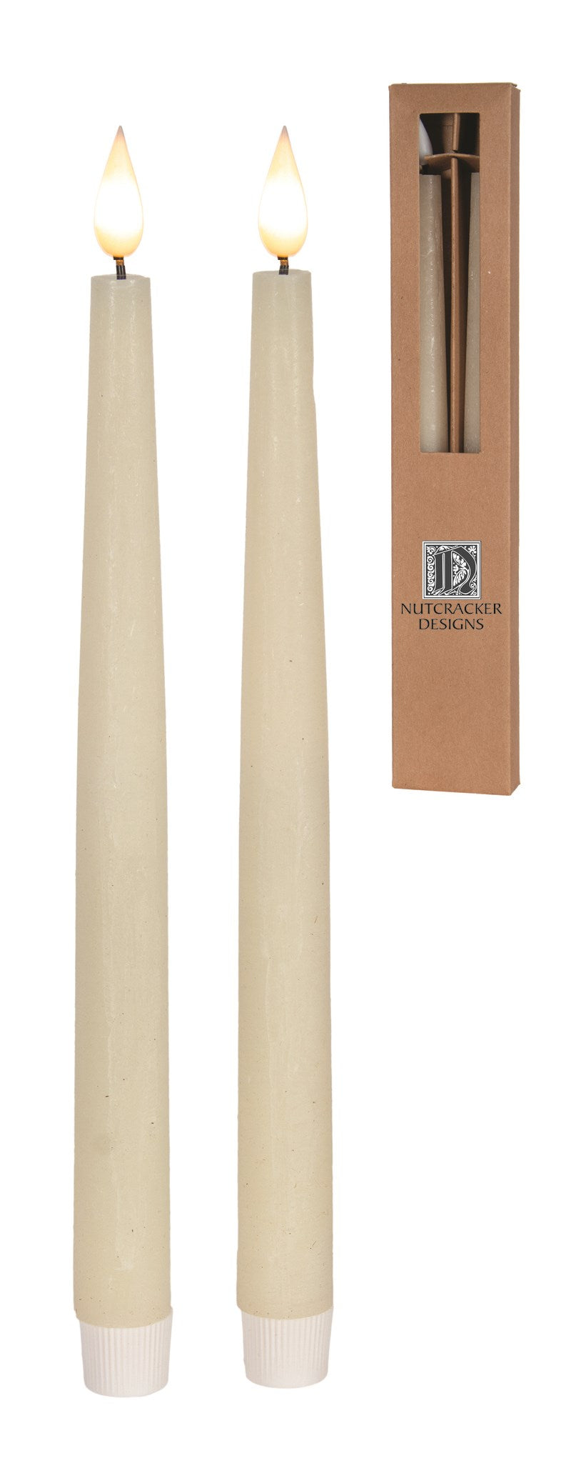 Ivory Led Taper Candles. (Set of 2)