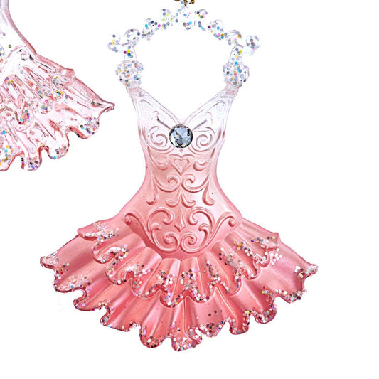 Pink & Ivory Clear Dress Ornament