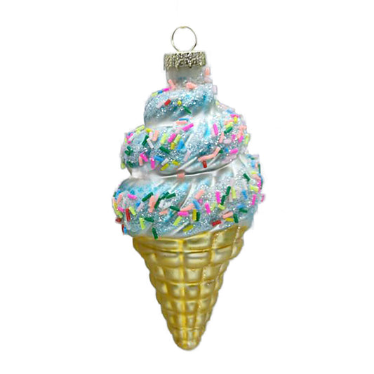 GLASS ICE CREAM CONE 5.5″ ORNAMENT