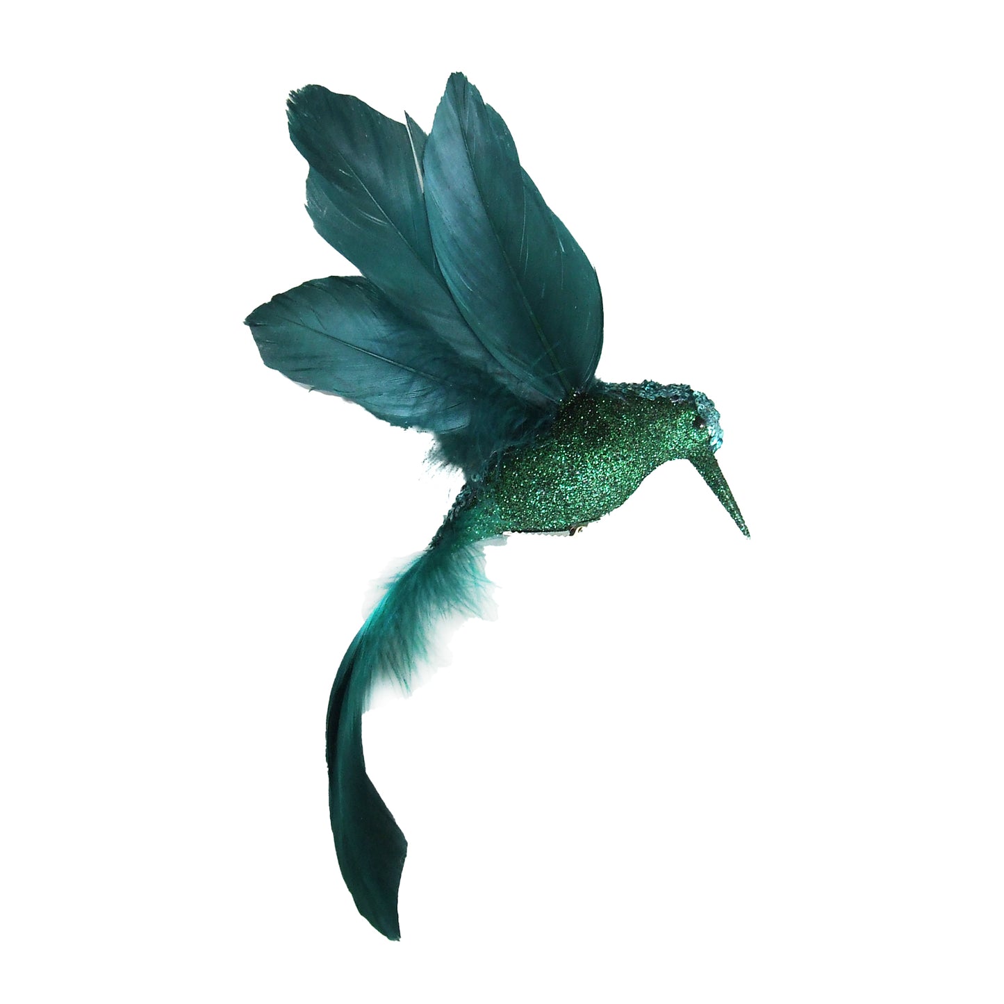 HUMMING BIRD GREEN- 8″ W/ GLITTER & CLIP