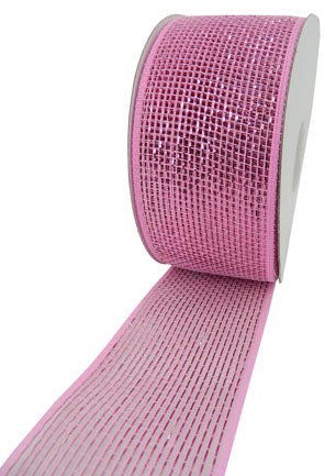 MESH RIBBON 2.5″ X 25 YDS PINK FULL SPARKLE