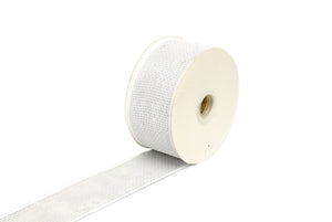 MESH RIBBON 2.5″ X 25 YDS WHITE FULL SPARKLE
