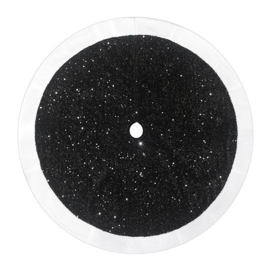 TREE SKIRT 48″ BLACK SEQUINS W/ FAUX FUR BORDER