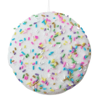 ORNAMENT, MACARON 3.5″ W/COLORFUL SPRINKLES, GLITTER