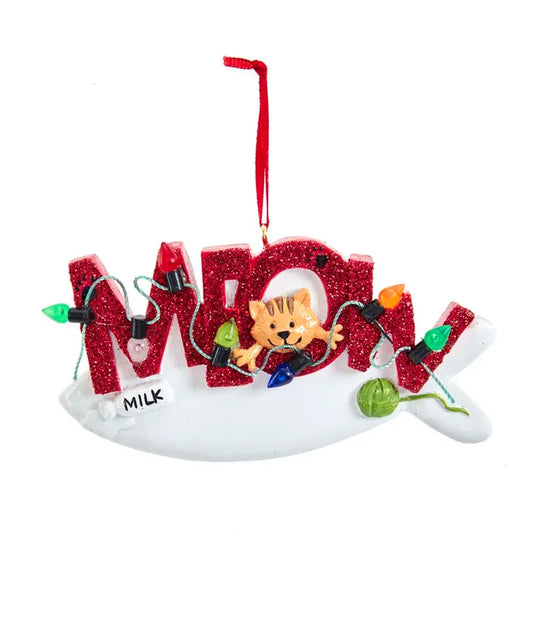 "Meow" Cat Ornament For Personalization