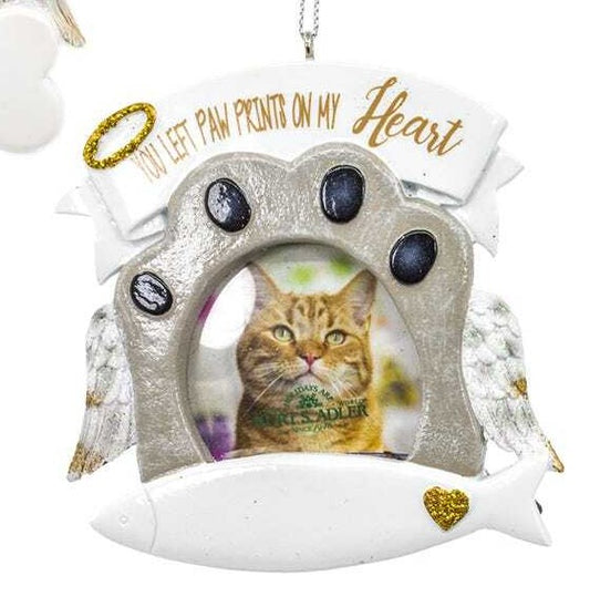“You Left Paw Prints On My Heart“ Picture Frame Ornament For Personalization, 2 Assorted