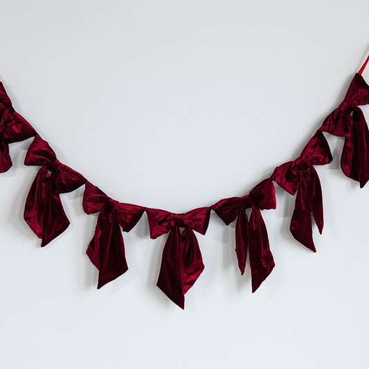 Bow Garland Red Velvet Fabric