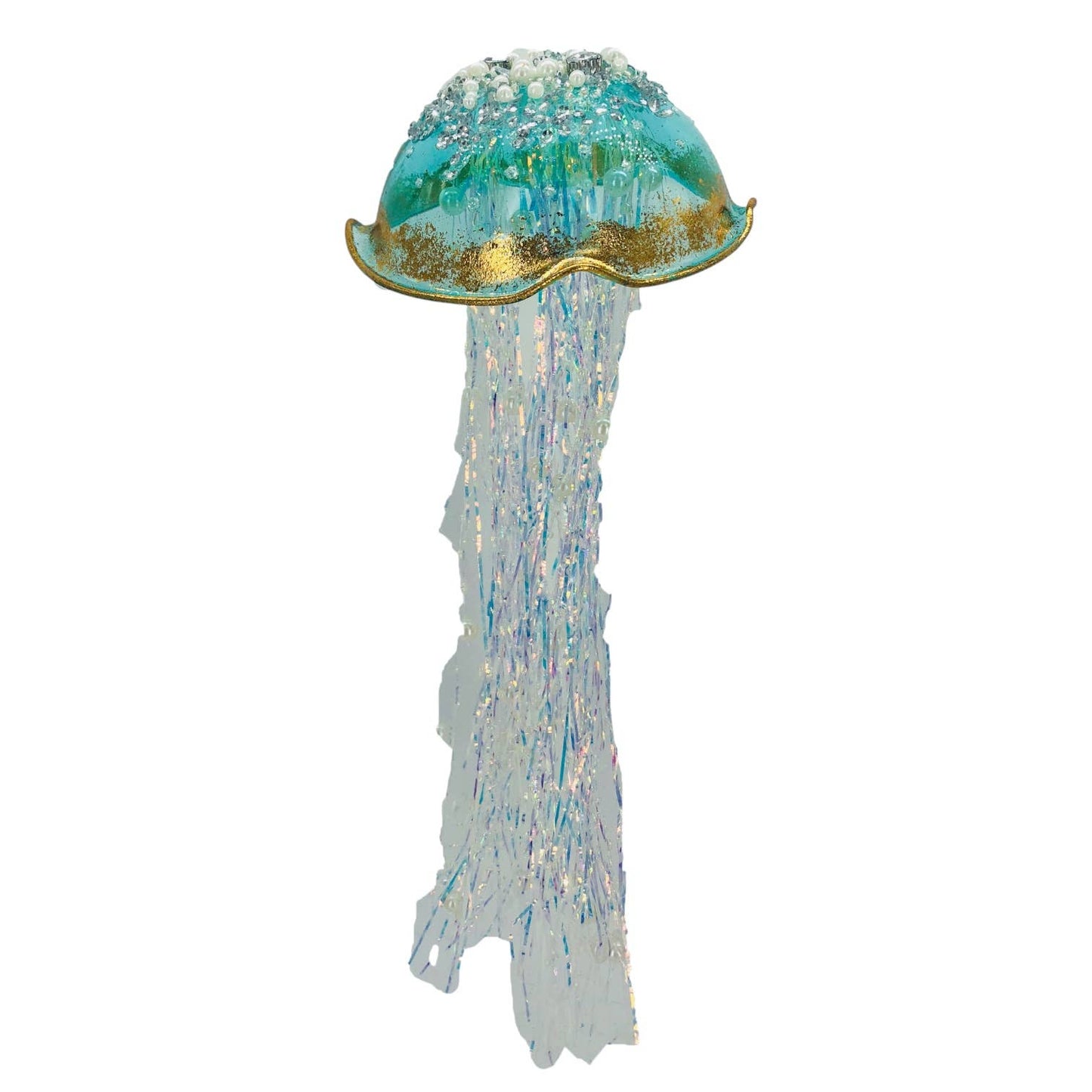 Blue Jellyfish w/Gold Trim Ornament