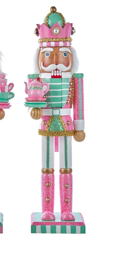 15" Pink & Green Tea Party Nutcrackers, 2 Assorted