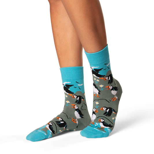Women's Puffins Socks: Shoe Size 5-9
