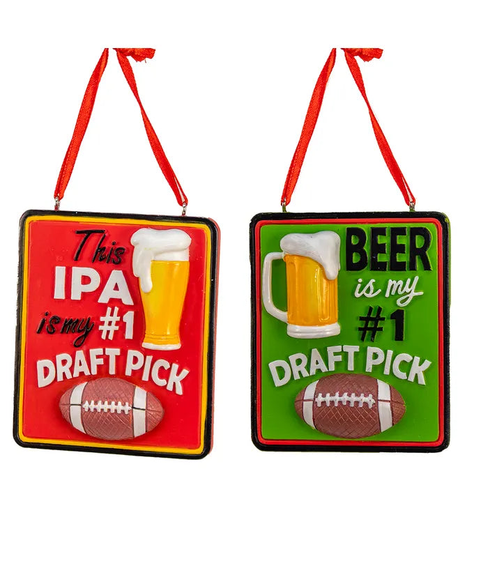 IPA & Draft Beer Ornaments, 2 Assorted