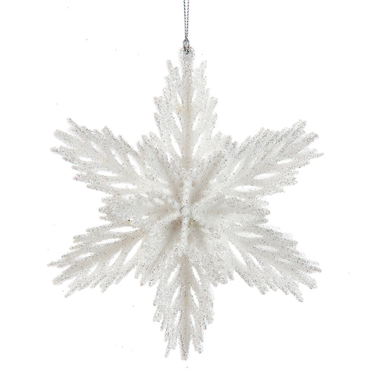 Winter White Glittered Snowflake Ornament