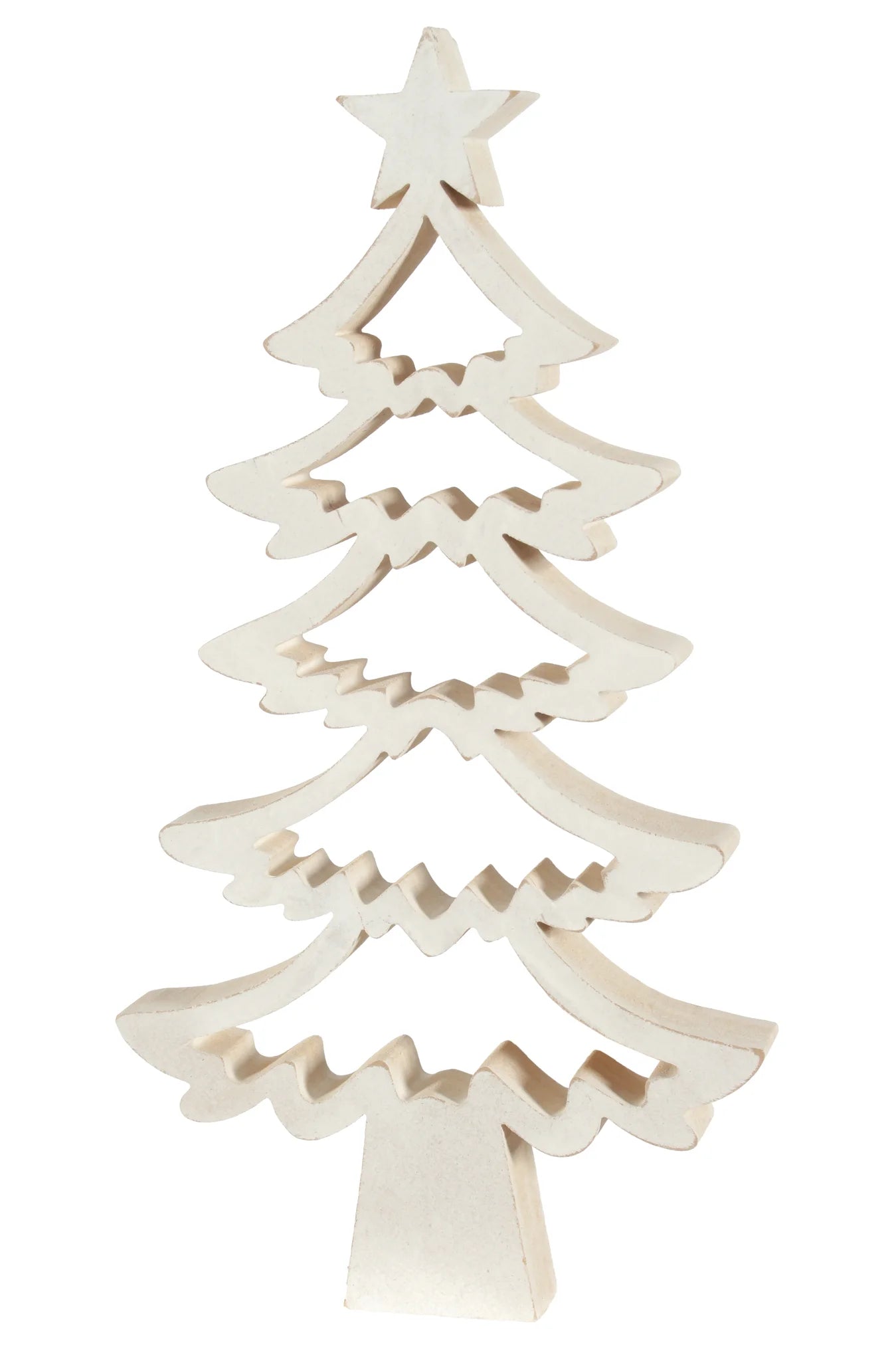 White-washed wood cut-out decor tree.