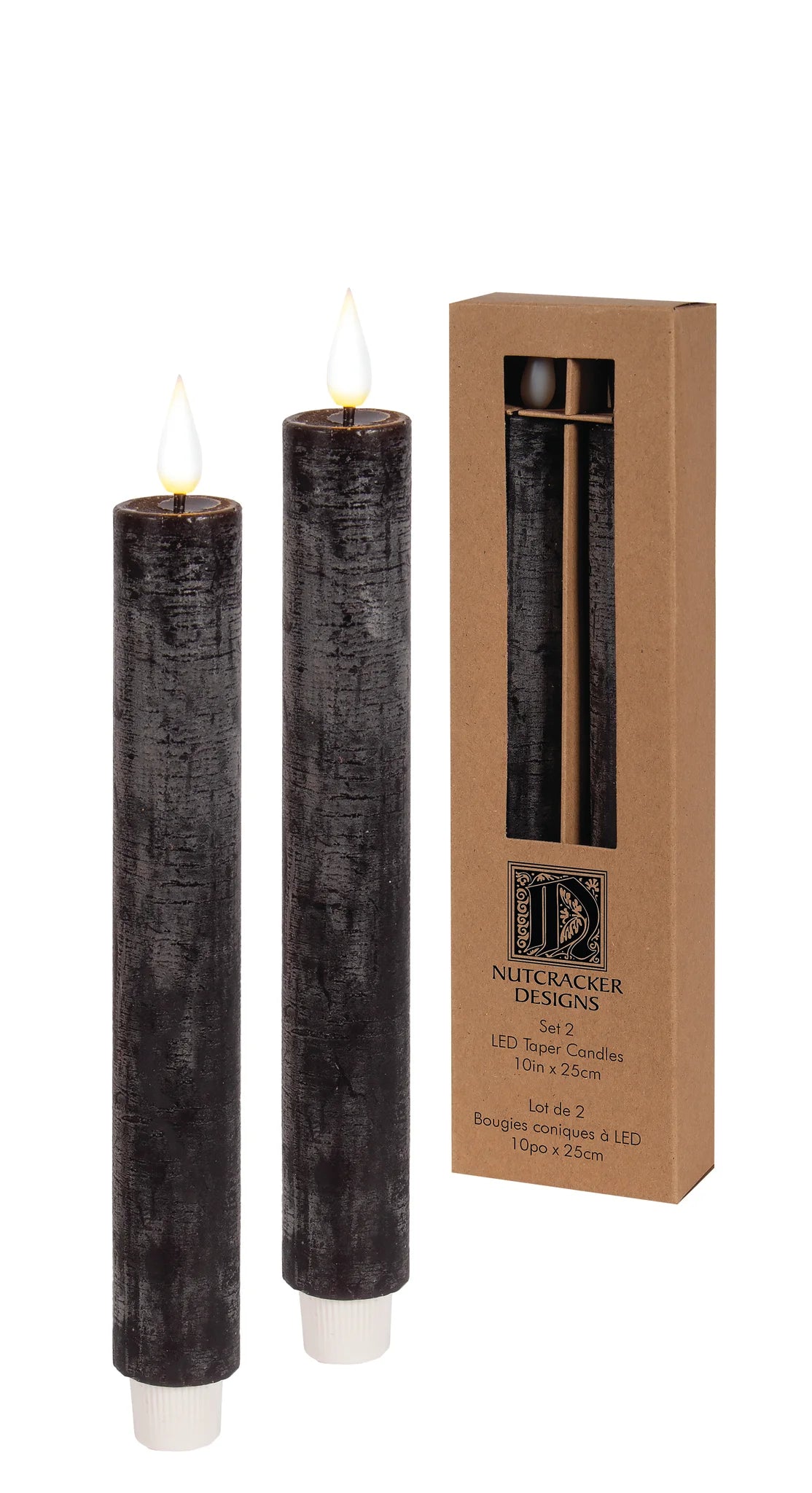 Black Oversized Led Taper Candles. (Set of 2)