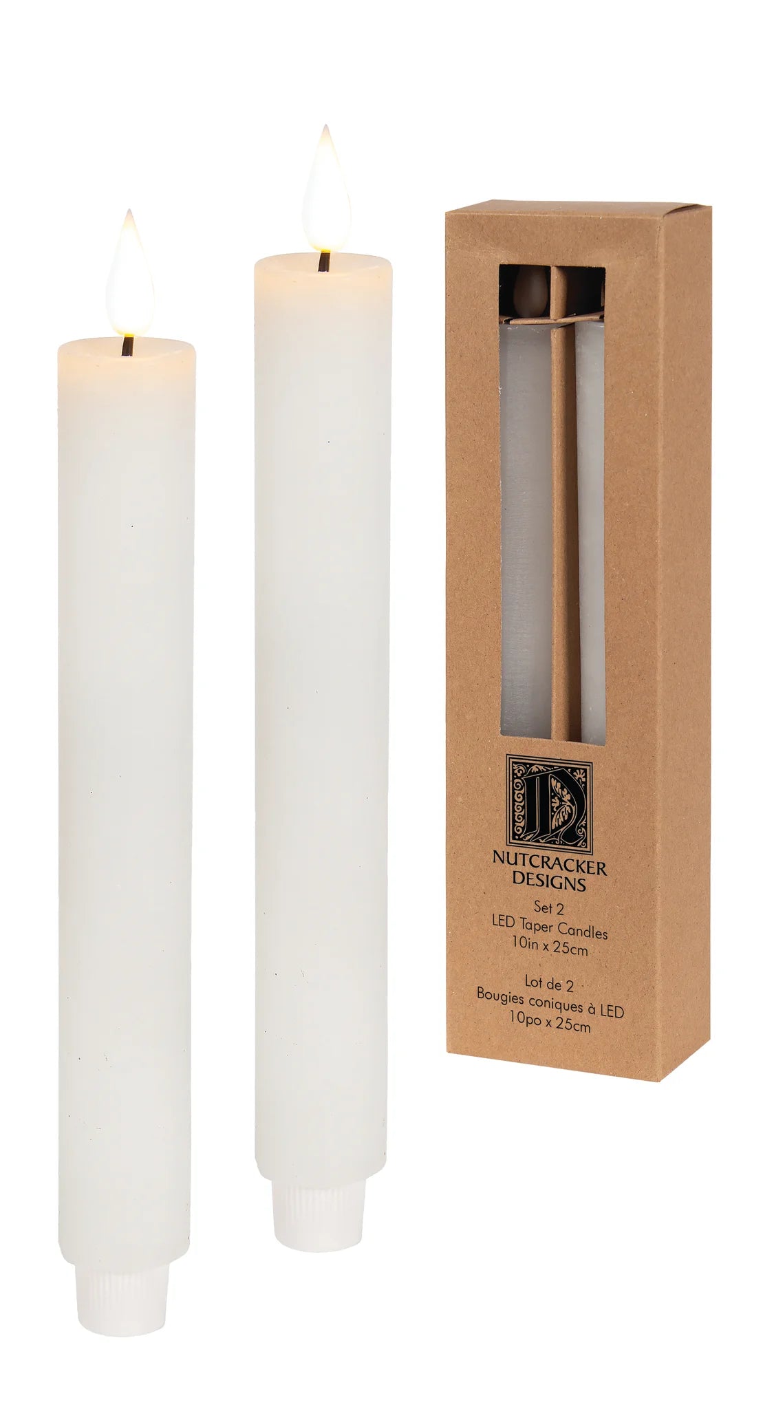 White Oversized Led Taper Candles. (Set of 2)