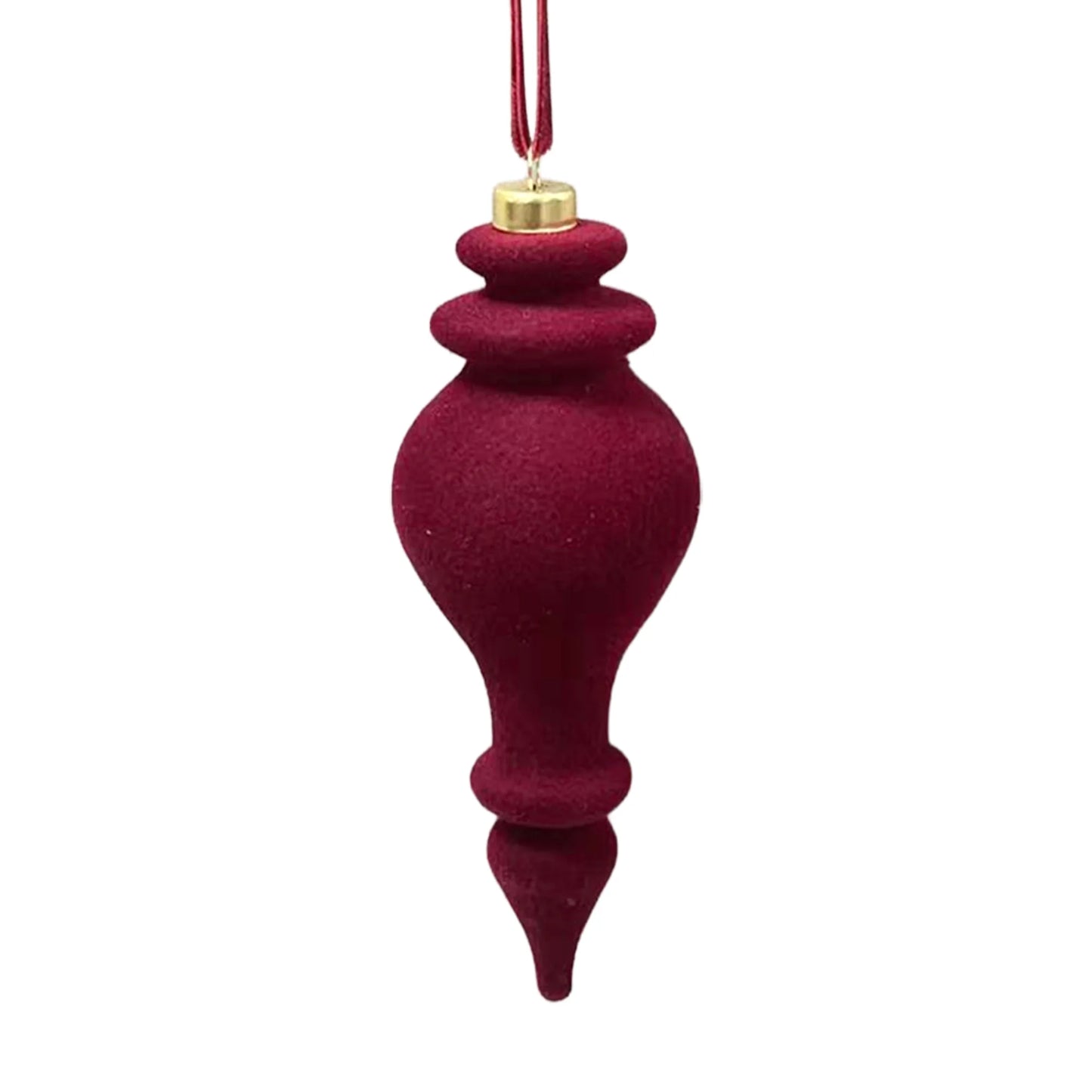 FINIAL FLOCKED 5.5" BURGUNDY (SET OF 4)