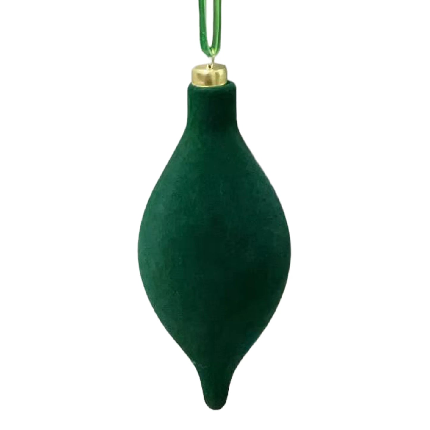 TEARDROP FLOCKED 6" DARK GREEN (SET OF 4)