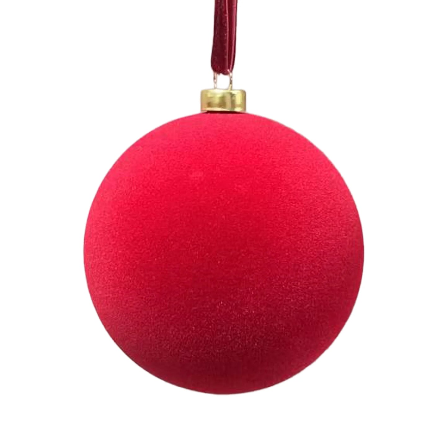 BALL FLOCKED 80MM/3" RED (SET OF 4)