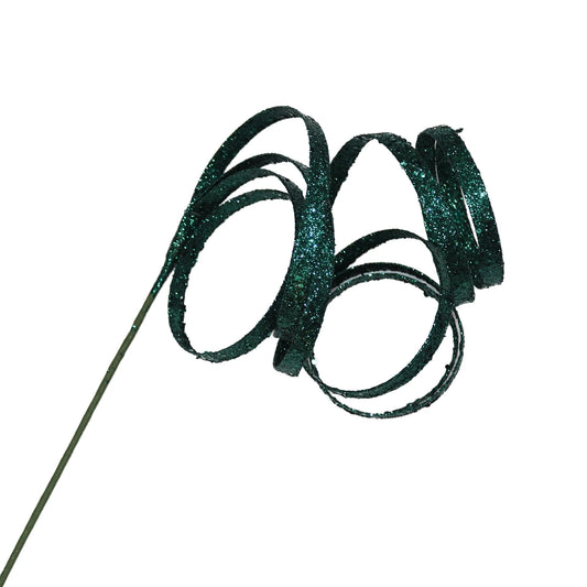 SPRAY CURL HANGING RIBBON EMERALD GREEN 33.5" GLITTER