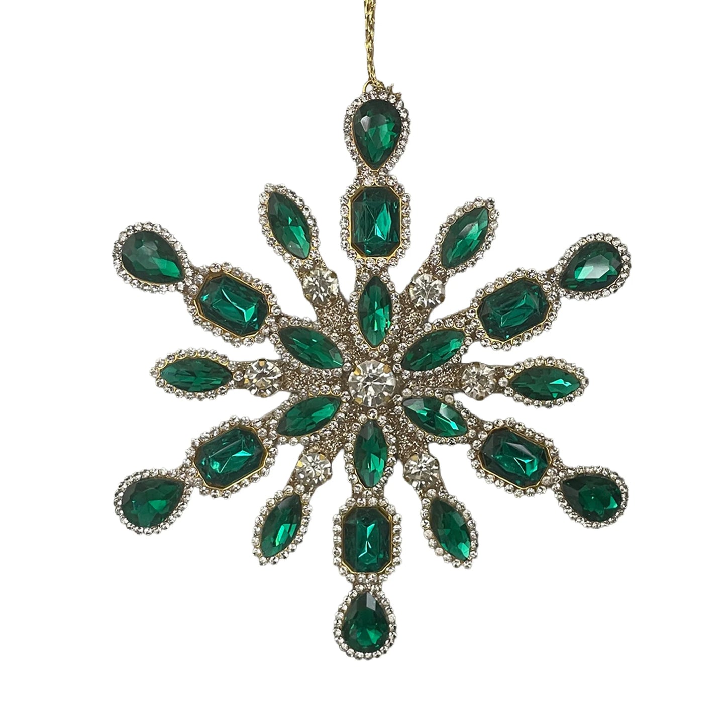 ACRYLIC SNOWFLAKE 5" EMERALD JEWEL ORNAMENT