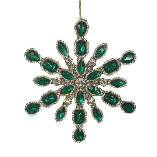 ACRYLIC SNOWFLAKE 5" EMERALD JEWEL ORNAMENT