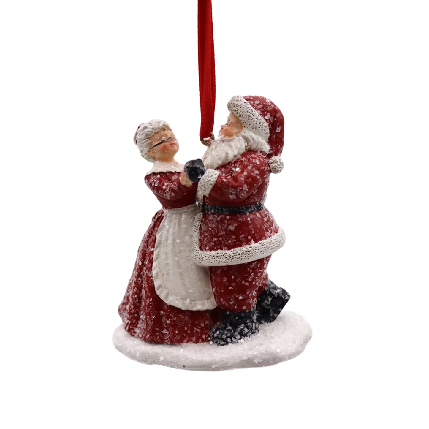 MR. & MRS. SANTA 3"X3" RED/WHITE DANCING IN BLACK BOOTS