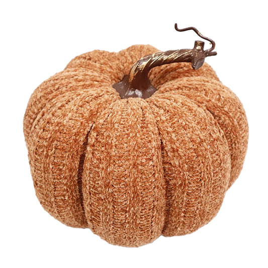 FALL PUMPKIN FABRIC 7.5″X6.5″ BROWN W/ STEM VINE