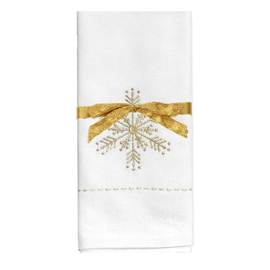 Snowflake Embroidered Napkin Set of 4 Gold